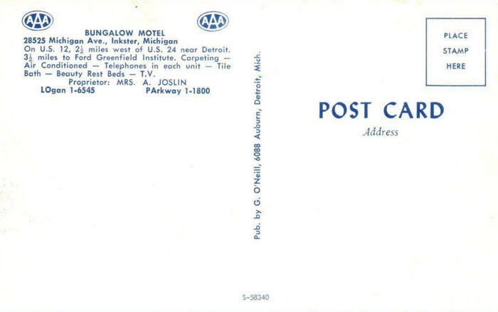 Bungalow Motel - Old Postcard View (newer photo)